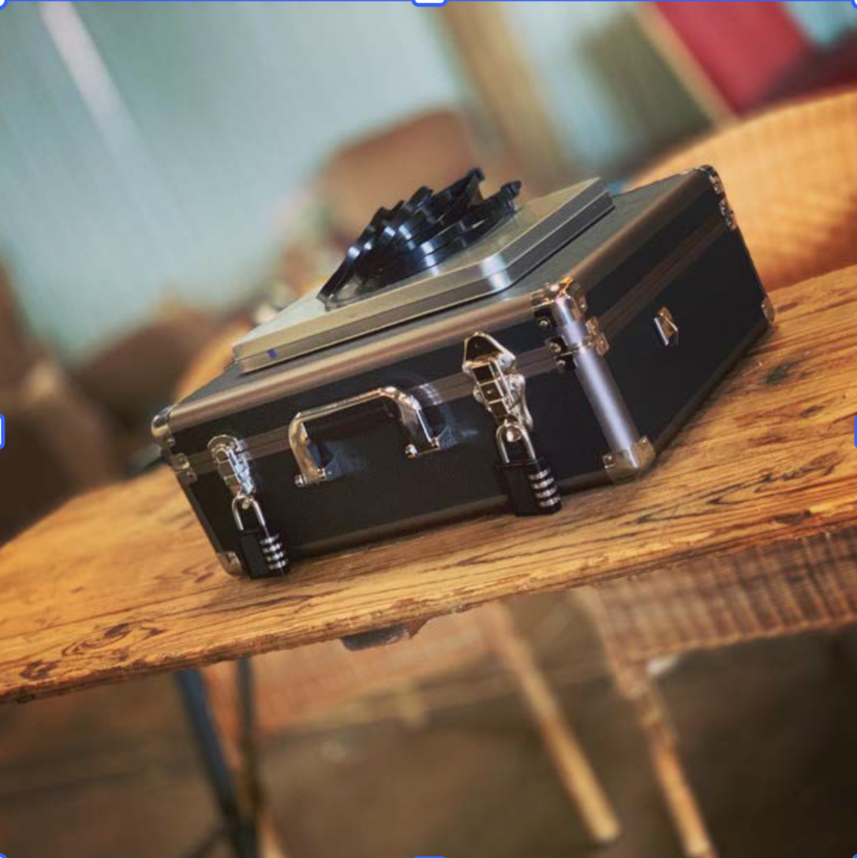 Briefcase on tabletop